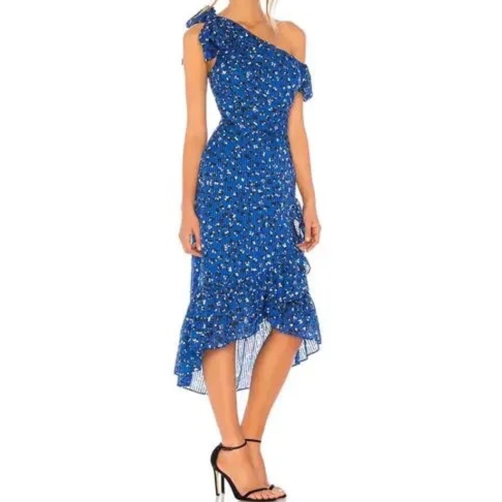 Ulla Johnson Uma Dress Blue Off Shoulder Midi Dress (Size 4)